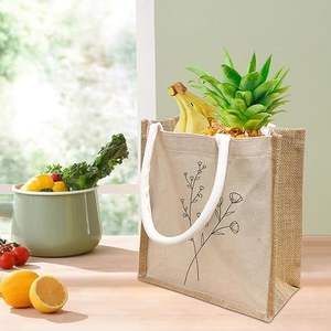 New Holiday <b>Teacher</b> Thank You <b>Gift</b> Canvas Tote Zipper Simple Flower White Jute Conference Bag for Ladies - Product Image 4