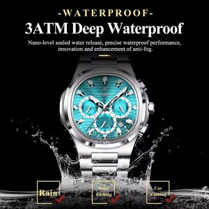Montres de sport chronographes à quartz décontractées POEDAGAR pour hommes, bracelet en acier inoxydable, cadran multifonction, montre-bracelet homme, mode argent bleu - Product Image 5