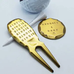 Laser Engraving Hand Stamped Golf Divot Tool & Ball Marker Sets Customizable
