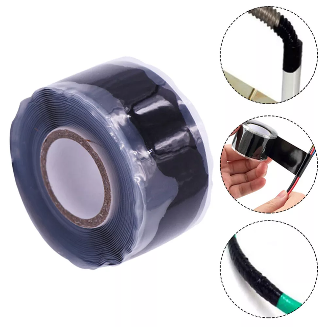 Self Fusing Double Sided Silicone Rubber Tape 0.5mm Thick Waterproof Black KV Brand Plumbing Sealing Pipes Hose Repair Outdoor