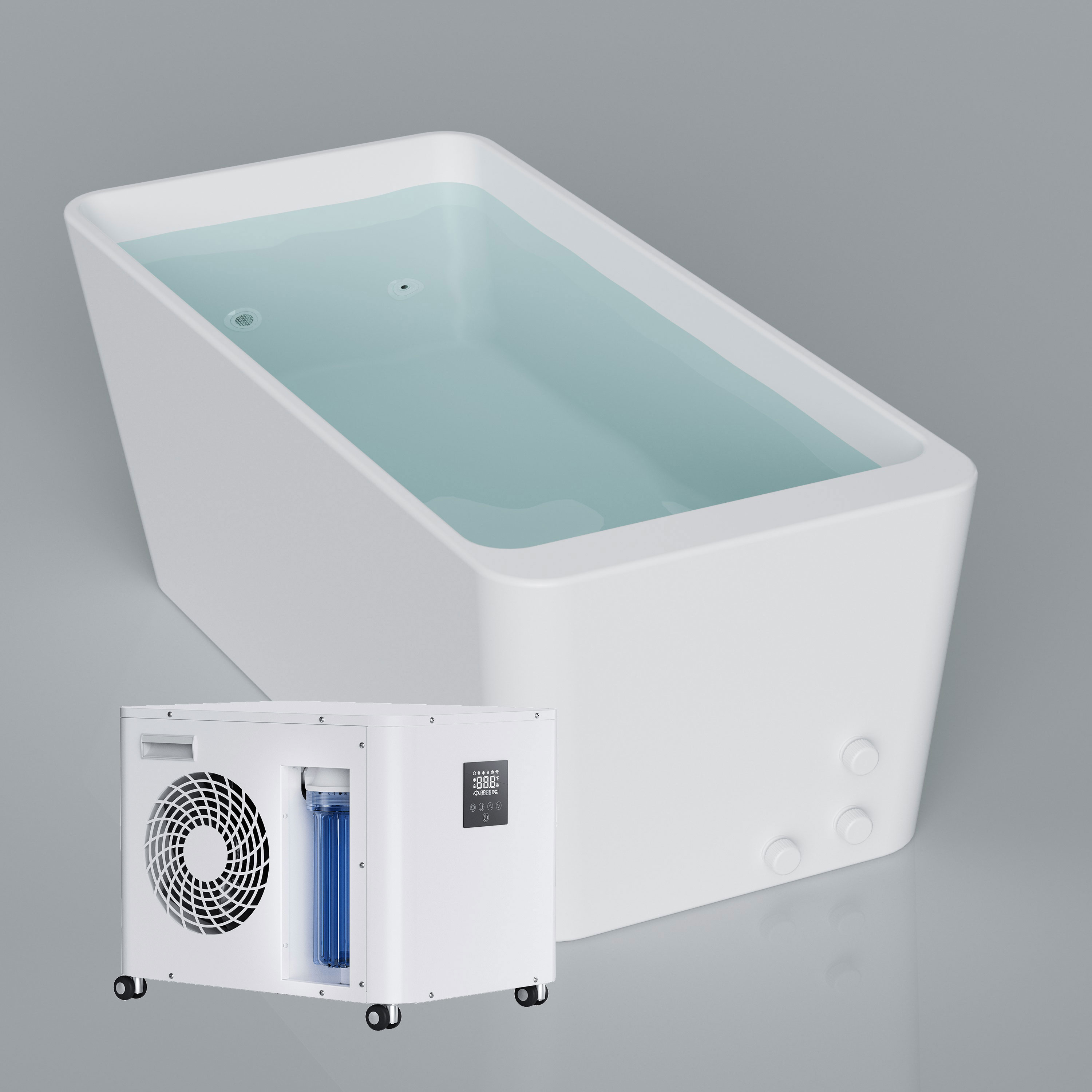 Modern Rectangle Alcove Freestanding Fiberglass Bath Athlete's Soaking Freestanding Ice Bath Plunge Tub