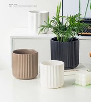 Pot Bunga Keramik Matte Modern Tahan Lama untuk Interior, Grosir Pot Bonsai Silinder Putih, Pot Tanaman Kerajinan, Gaya Kontemporer