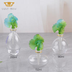 Jolie bouteille de parfum ronde, rechargeable, vente en gros, ensemble cadeau de dubaï, emballage plaqué or, verre surdoré vide - Product Image 2