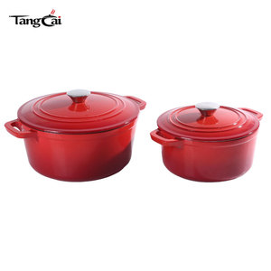 <span class=keywords><strong>Cocotte</strong></span> <span class=keywords><strong>en</strong></span> <span class=keywords><strong>fonte</strong></span> robuste de 24 cm avec couvercle rouge et doubles poignées, pot à ragoût émaillé compatible avec toutes les cuisinières - Product Image 5