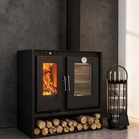 Poêle à bois écologique en acier noir de conception simple autoportant Chauffage intérieur Cheminée à bois