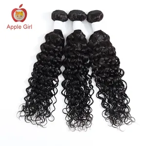 Apple Girl Wholesale Price 100% Human Hair Bundles Curly Remy Hair Extension Raw Virgin Indian Hair Weave Bundles Water Wave