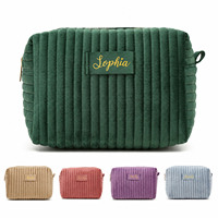 Pochette de maquillage en velours personnalisée avec nom, trousse de toilette de voyage pour femmes, cadeau d'anniversaire pour elle