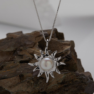 Französisch <span class=keywords><strong>Retro</strong></span> S925 Sterling Silber Natur perle Amethyst Tigerauge Jaspis farbige Edelstein Halskette weibliche Sonnenblume Anhänger - Product Image 5
