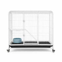 Villa d'élevage pour chats d'intérieur en fer, cage carrée avec plateau de déchets en plastique amovible et loquet de porte
