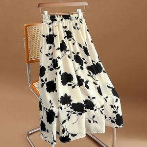 Falda de gasa de cintura alta para mujer Midi Floral estilo coreano Premium Modest V Streetwear ventas de ropa verano 2025 faldas femeninas - Product Image 1
