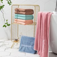 Handuk mandi kain lap Microfiber, handuk mandi tebal padat, penyerap Cepat lembut cepat kering dipertebal