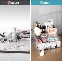 Boîte de maquillage de style tiroir en acrylique transparent Armoire de rangement pour soins de la peau cosmétiques de table Toilettage Dressing Bin
