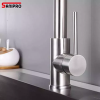SANIPRO Robinet de Cuisine Rotatif à 360 Degrés avec Douchette Extensible et Ressort, Mitigeur d'Évier en Acier Inoxydable, Robinets de Cuisine Gourmet