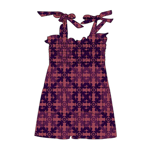 Fabrika OEM Hawaii baskılı çocuklar kızlar önlüklü elbise <span class=keywords><strong>Lace</strong></span> up özel tasarım çocuk çiçek elbise - Product Image 6