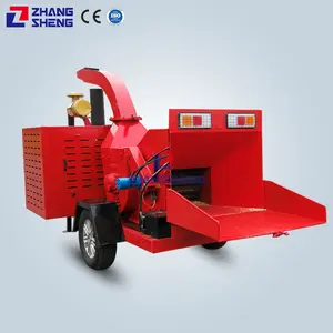 Trailer Mounted Heavy Duty Petrol Motor Powered Log Chipper Machine For Garden with CE