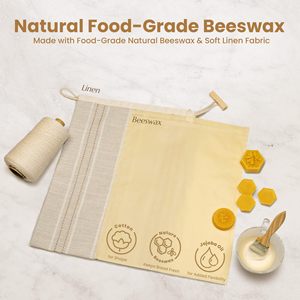 Bolsas de Almacenamiento de Alimentos Reutilizables de Algodón Orgánico con Logotipo Personalizado, Paquete de 2, Forro Extraíble Sostenible, Bolsas para Pan de Cera de Abeja para Panadería Artesanal - Product Image 3