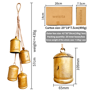 大型乡村牛铃电镀巨型仿古破旧金属室内室外圣诞装饰破旧牛挂动物纪念品 - Product Image 2