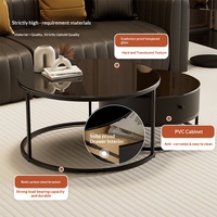 Table basse rétractable en verre trempé de style minimaliste, combinaison pour la maison, nouvelle table basse ronde pour petit appartement avec tiroirs