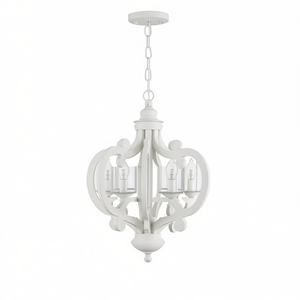 โคมไฟระย้าทรงฟาร์มเฮาส์ 6 ดวง สีขาว พร้อมโซ่ปรับระดับได้ สำหรับห้องรับประทานอาหาร ห้องนั่งเล่น ทางเข้าบ้าน ไม่รวมหลอดไฟ E26 - Product Image 1