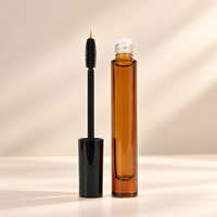 Flacon cylindrique en verre ambré vide de 10 ml, tube de mascara et d'eye-liner double embout avec bouchon et brosse