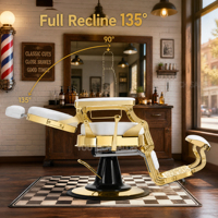 Fauteuil de Barbier Vintage Robuste Inclinable à 360 Degrés en Cuir PU pour Salon, Salle de Bain et Salon de Coiffure – Vente en Gros
