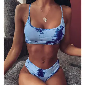 Bikini 2024, traje de baño de dos piezas, traje de baño de Bikini degradado con tinte de corbata para mujer