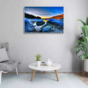 <span class=keywords><strong>Peinture</strong></span> acrylique personnalisée de paysage de <span class=keywords><strong>montagne</strong></span> de <span class=keywords><strong>lac</strong></span> d'art de mur d'impression de photo numérique de vue nordique - Product Image 4