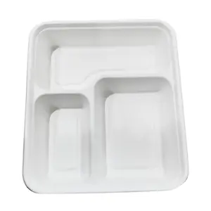 Mejor rodamiento biodegradable logotipo personalizado muestras gratis caña de azúcar bagazo platos tazón contenedor de comida fiambrera