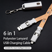 Câble USB-C 6-en-1 60W à chargement rapide avec logo personnalisé, en polyester, pour cadeaux promotionnels d'entreprise haut de gamme