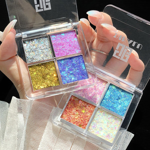 Palette de fards à paupières gel scintillants haute pigmentation quatre couleurs pour scène, fête, maquillage sirène et smoky – Cosmétiques de beauté - Product Image 5