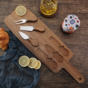 Tabla de Cortar de Madera de Acacia 50x14x2cm con Asa, Bandeja Multifuncional para Servir Queso y Carne, Tabla Rectangular de Madera Maciza para Picnic - Product Image 2