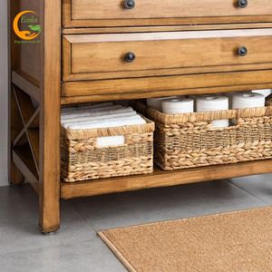 Panier de rangement personnalisable en jonc de mer et jacinthe d'eau, avec cadre et poignées durables, fabriqué à la main au Vietnam - Product Image 6