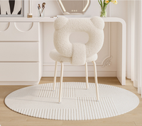 Tabouret de maquillage de luxe nordique avec dossier, chaise de coiffeuse style crème pour chambre à coucher, table de toilette, meubles de salon