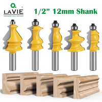 LAVIE 5pcs 12mm 1/2' Shank Casing & Base Molding Router Bits Woodworking MC03087
