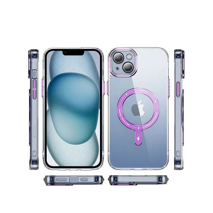 Cover rigida trasparente in Silicone magnetico cellulare cellulare cellulare trasparente custodia protettiva in plastica fornitore per Iphone15