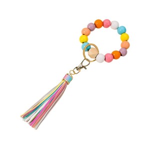 Wood Beads Tassel Keychain Cute Style <b>Car</b> <b>Key</b> Accessory Women's Bracelet Bag Pendant <b>Key</b> <b>Ring</b> - Product Image 4