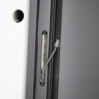 Portes d'entrée battantes doubles noires modernes anti-effraction pré-assemblées pour l'extérieur d'appartements