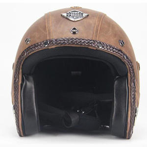 Casco de cuero sintético <span class=keywords><strong>para</strong></span> adulto, alta calidad, Estilo vintage, 3/4 - Product Image 4