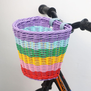 Bicycle <b>Basket</b> Front Handlebar Mount Rainbow Colors <b>Small</b> <b>Plastic</b> Durable For Kids Bike - Product Image 2
