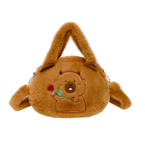 Bolso de Mano de Peluche de Capibara Súper Lindo y Adorable, Muñeco de Animal de Dibujos Animados con Cierre de <span class=keywords><strong>Cremallera</strong></span>, Bolso Cruzado Unisex para Máquina de Garras - Product Image 5