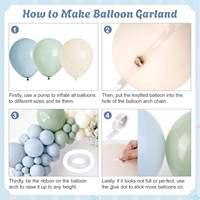 Kit de guirlande d'arche de ballons en latex bleu poussière et vert sauge, 152 pièces/ensemble, pour fêtes de Pâques, avec avertissement de risque d'étouffement