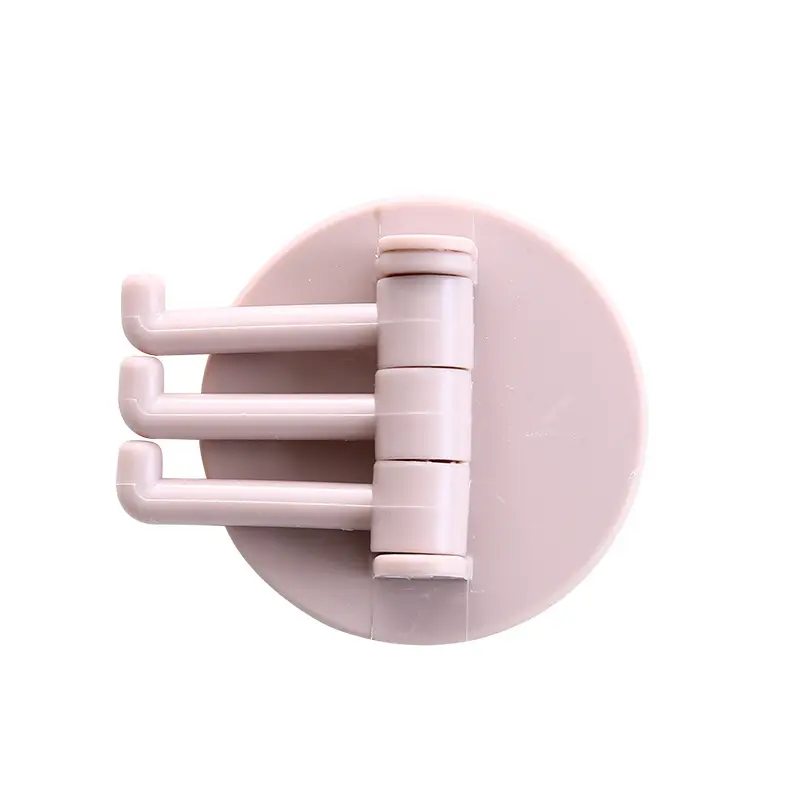 Hot selling nail-free 3 stick hooks kitchen bathroom wall home plain hook traceless paste 3-branch rotary hook