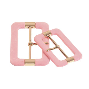 Pink Rectangle Alloy Belt Buckle With Gold Plated D Ring Adjustable Closure Sweet Style - Product Image 1