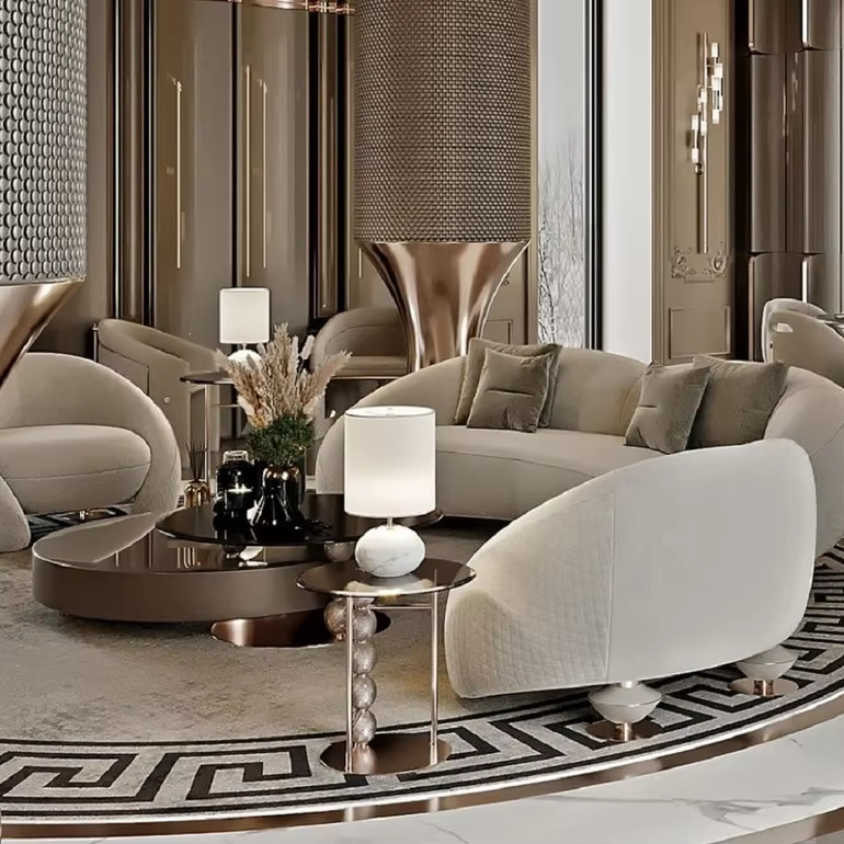 Italian Design Velvet Fabric Curved Sofa