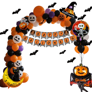 Kit de Décoration pour Fête d'Halloween : Chapeaux de Sorcière Adorables, Bannière Orange et Noire, Ballons, Décorations Visage Effrayant – Fournitures en Latex Durable - Product Image 3