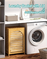 Panier à linge en tissu de bambou imperméable personnalisé avec couvercle, grande capacité durable pour le linge de camping