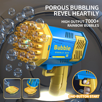 Offre Spéciale Pistolet à Bulles 40 Trous Gatling Mini Version Bleu Spatial Lumineux Jouet d'Extérieur pour Enfants Lance-Roquettes Machine à Bulles