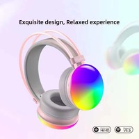 Casque Gaming Sans Fil à Éclairage LED Arc-en-Ciel, Stéréo Bluetooth avec Son Surround