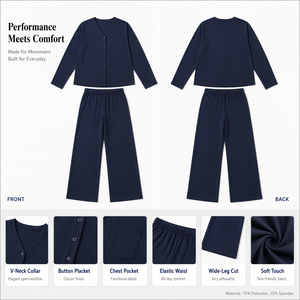 Offerta Deluxe con Stock Locale a Perth, Set per il Sonno Non Tossico, Collo a V con Bottoni, Blu Navy, per Donna, SYD MEL BNE Australia, Vendita all'Ingrosso - Product Image 2