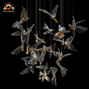 Lustre LED Papillon en Cristal <span class=keywords><strong>de</strong></span> Luxe - Suspension Moderne Flottante pour Escalier et Atrium <span class=keywords><strong>de</strong></span> Villa - Product Image 4